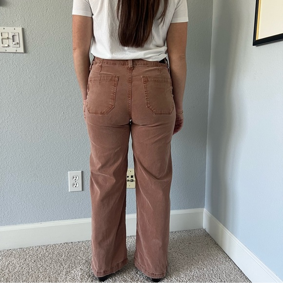 Paige Carly Brown Wide-Leg Pants with White Drawstring 26 W x 26 L - Picture 2 of 6